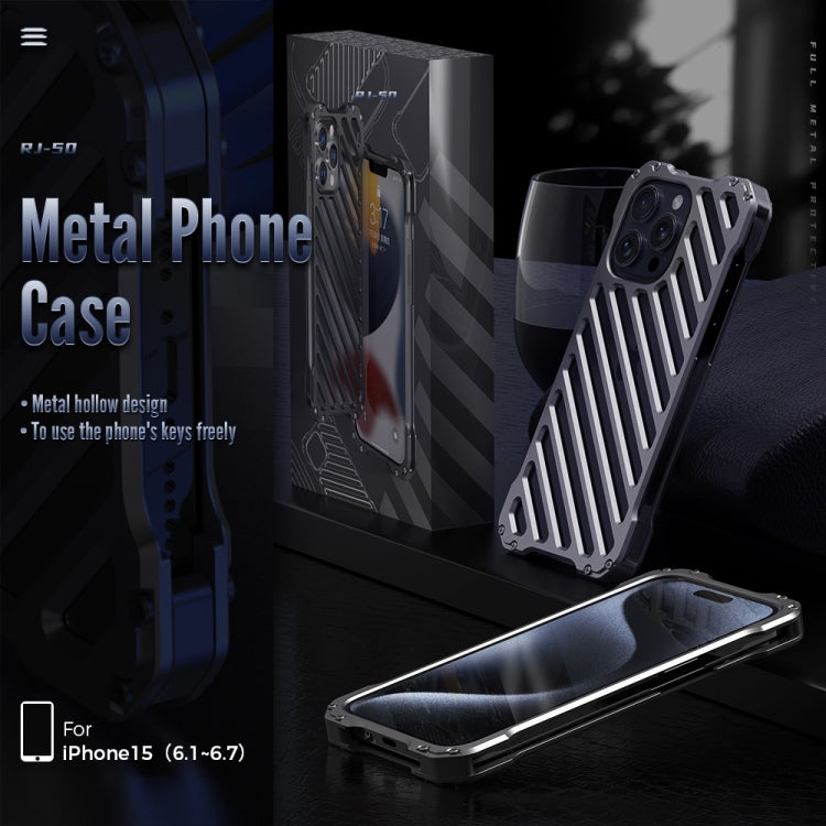 For iPhone 16 Pro Max R-JUST RJ-50 Hollow Breathable Armor Metal Phone Case(Space Grey) - free shipping - PMC Jewellery - Order now!