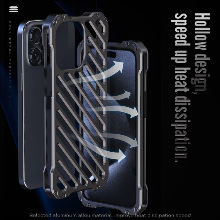 For iPhone 16 Pro Max R-JUST RJ-50 Hollow Breathable Armor Metal Phone Case(Space Grey) - free shipping - PMC Jewellery - Order now!