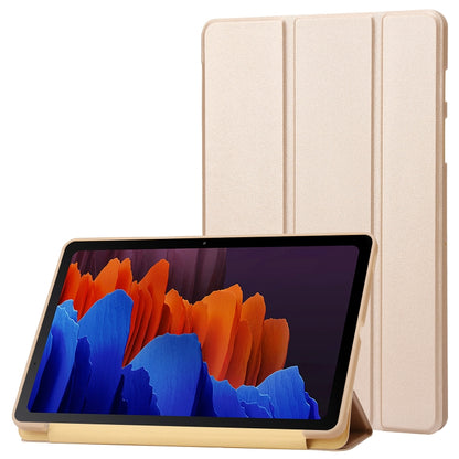 For Samsung Galaxy Tab S9+ / S10+ 3-Fold Holder Silicone Leather Tablet Case(Gold) - Galaxy Tab S9+ Cases by PMC Jewellery | Online Shopping South Africa | PMC Jewellery | Buy Now Pay Later Mobicred