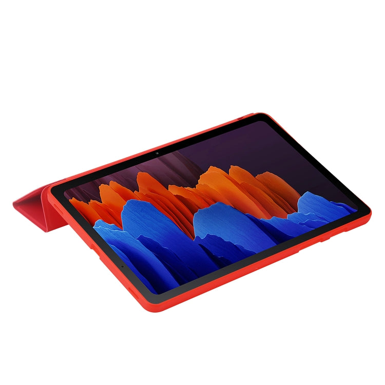 For Samsung Galaxy Tab S9 3-Fold Holder Silicone Leather Tablet Case(Red) - Galaxy Tab S9 Cases by PMC Jewellery | Online Shopping South Africa | PMC Jewellery | Buy Now Pay Later Mobicred