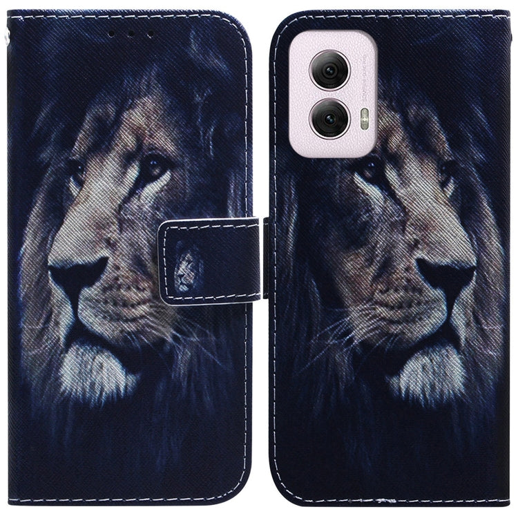 For Motorola Moto G Power 5G 2024 Coloured Drawing Flip Leather Phone Case(Lion) - Motorola Cases by PMC Jewellery | Online Shopping South Africa | PMC Jewellery | Buy Now Pay Later Mobicred