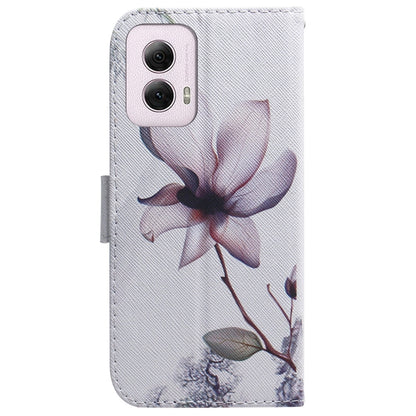 For Motorola Moto G Power 5G 2024 Coloured Drawing Flip Leather Phone Case(Magnolia) - Motorola Cases by PMC Jewellery | Online Shopping South Africa | PMC Jewellery | Buy Now Pay Later Mobicred