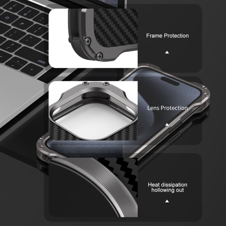 For iPhone 15 Plus R-JUST RJ51 Hollow MagSafe Magnetic Metal Phone Case(Space Grey) - free shipping - PMC TechLife - Order now!