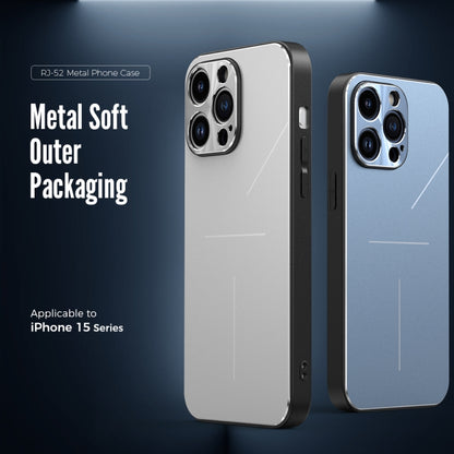 For iPhone 15 R-JUST RJ52 3-Line Style Metal TPU Shockproof Phone Case(Silver) - iPhone 15 Cases by R-JUST | Online Shopping South Africa | PMC Jewellery