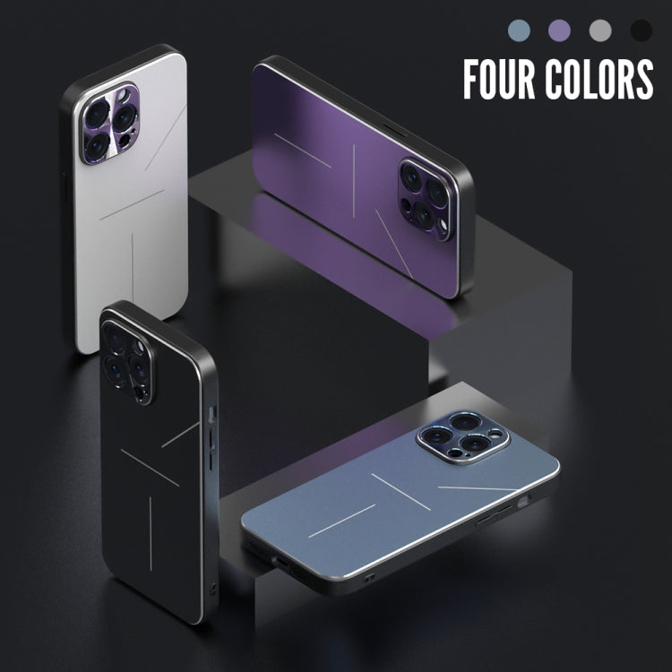 For iPhone 15 R-JUST RJ52 3-Line Style Metal TPU Shockproof Phone Case(Blue) - free shipping - PMC TechLife - Order now!