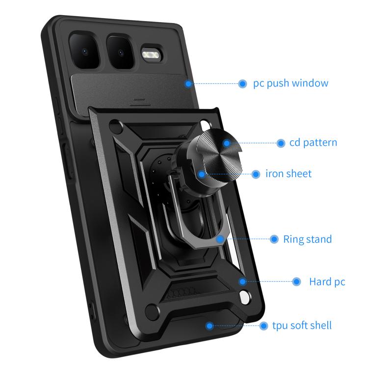 For Infinix Smart 10 Plus 4G Sliding Camera Cover Design TPU+PC Phone Case(Black) - free shipping - PMC TechLife - Order now!