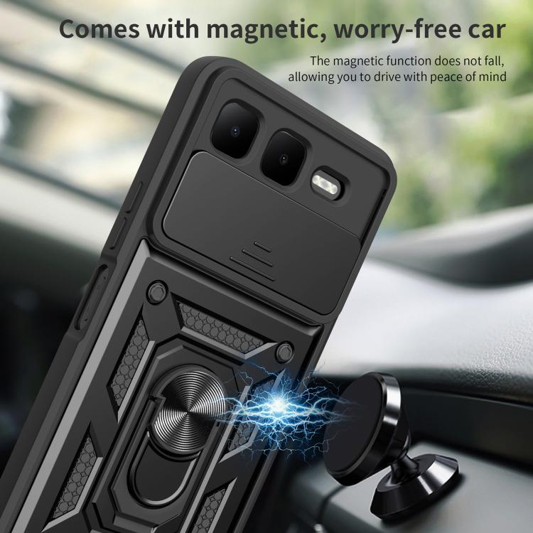For Infinix Smart 10 Plus 4G Sliding Camera Cover Design TPU+PC Phone Case(Black) - free shipping - PMC TechLife - Order now!