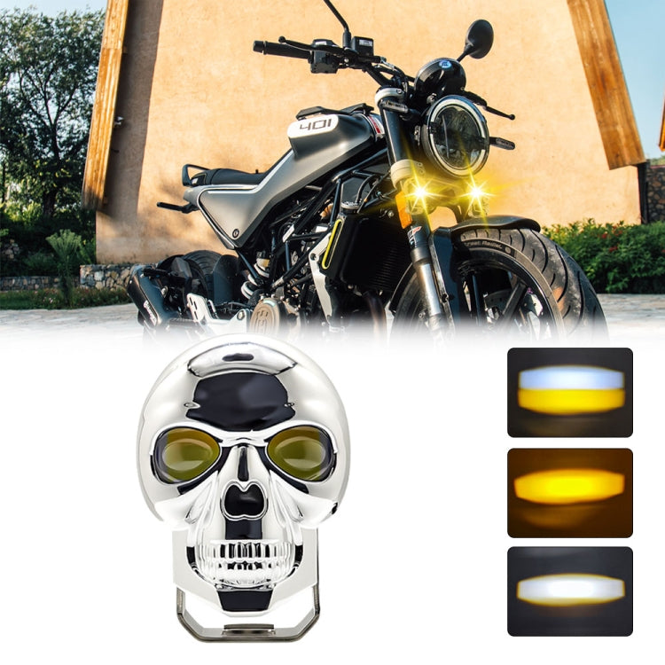 26W 3000LM Car Motorcycle IP68 Waterproof Skull Style Spotlight(Silver) - Headlights by PMC Jewellery | Online Shopping South Africa | PMC Jewellery | Buy Now Pay Later Mobicred