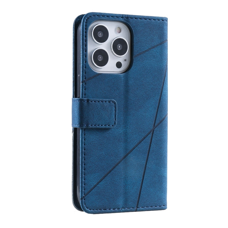 For iPhone 16 Pro Max Skin Feel Splicing Leather Phone Case(Blue) - iPhone 16 Pro Max Cases by PMC Jewellery | Online Shopping South Africa | PMC Jewellery | Buy Now Pay Later Mobicred