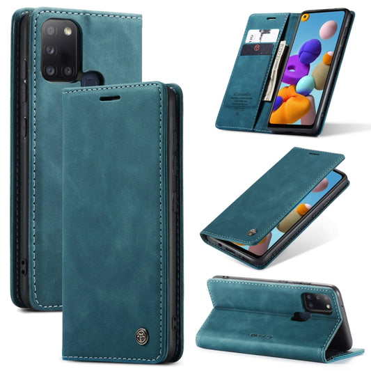 For Samsung Galaxy A21S CaseMe-013 Multifunctional Retro Frosted Horizontal Flip Leather Case with Card Slot & Holder & Wallet(Blue) - Galaxy Phone Cases by CaseMe | Online Shopping South Africa | PMC Jewellery | Buy Now Pay Later Mobicred