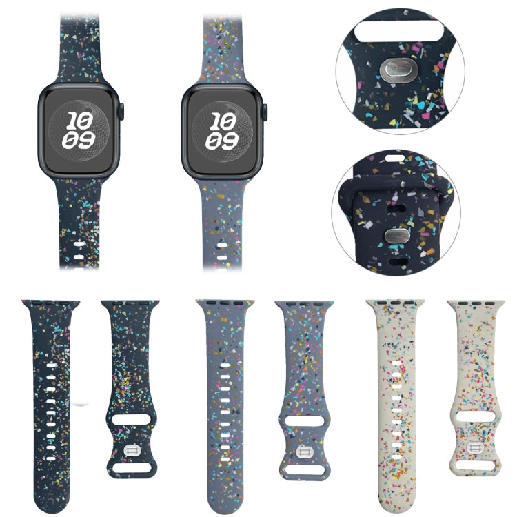 For Apple Watch Serie 6 40mm Floral Silicone Watch Band(Grey) - Watch Bands by PMC TechLife | Online Shopping South Africa | PMC TechLife