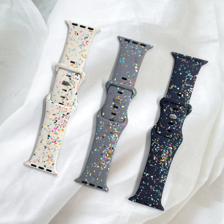 For Apple Watch Serie 5 44mm Floral Silicone Watch Band(Starlight) - Watch Bands by PMC Jewellery | Online Shopping South Africa | PMC Jewellery