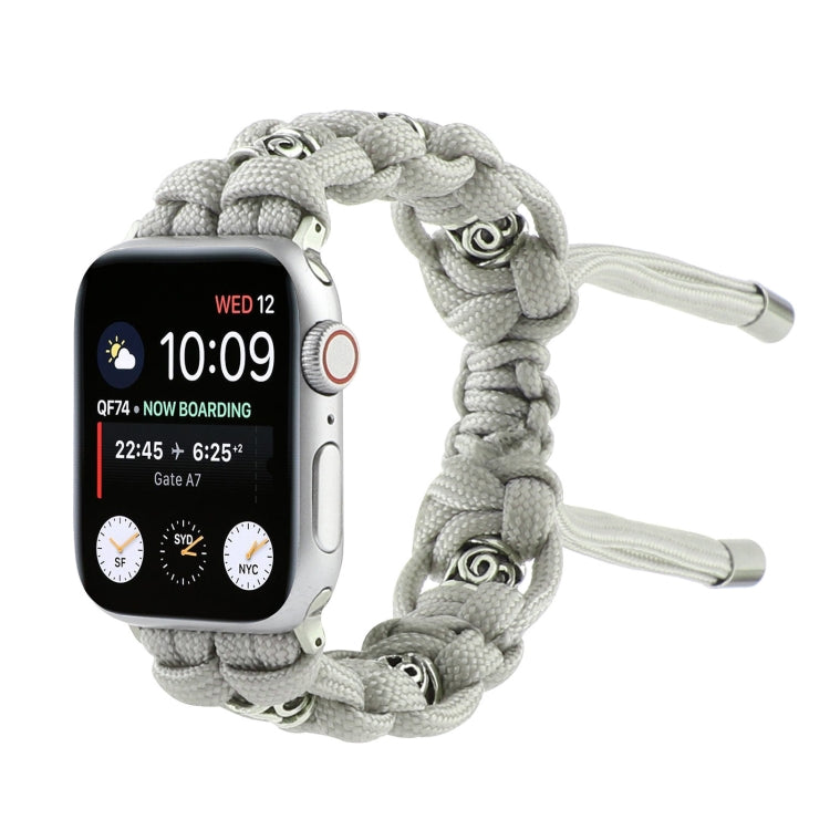 For Apple Watch Series 9 41mm Silk Silver Beads Braided Watch Band(Grey) - Watch Bands by PMC TechLife | Online Shopping South Africa | PMC TechLife | Buy Now Pay Later Mobicred