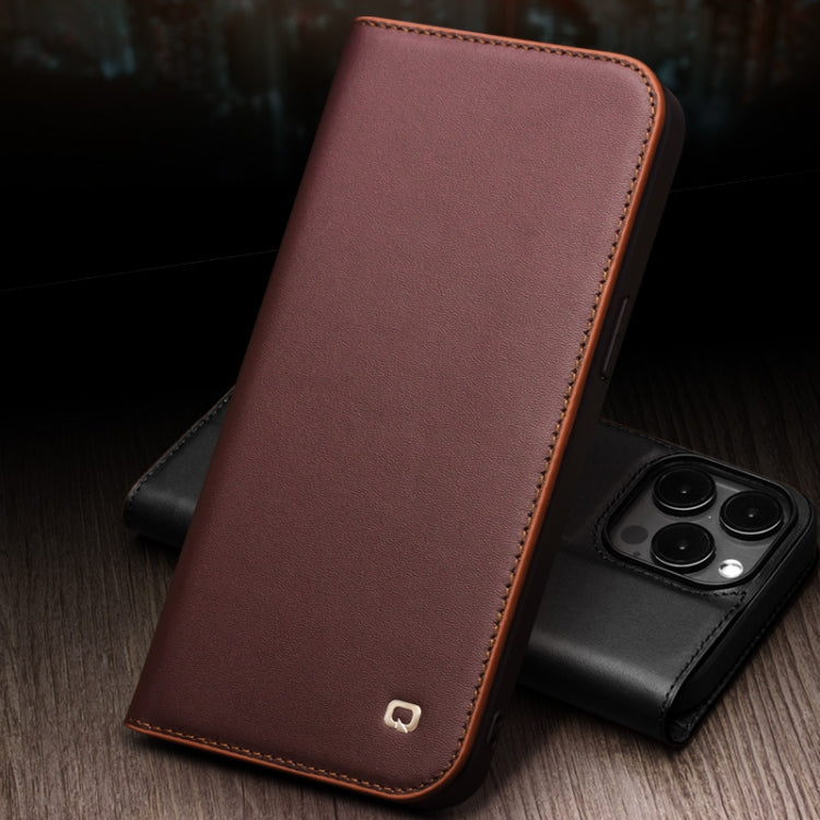 For iPhone 15 Pro QIALINO Classic Gen2 Genuine Leather Phone Case(Brown) - free shipping - PMC Jewellery - Order now!