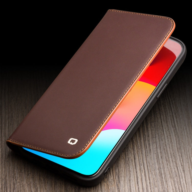 For iPhone 15 Pro QIALINO Classic Gen2 Genuine Leather Phone Case(Brown) - iPhone 15 Pro Cases by QIALINO | Online Shopping South Africa | PMC Jewellery | Buy Now Pay Later Mobicred