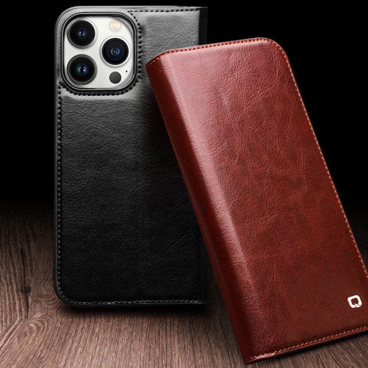 For iPhone 15 QIALINO Classic Genuine Leather Phone Case(Brown) - iPhone 15 Cases by QIALINO | Online Shopping South Africa | PMC Jewellery