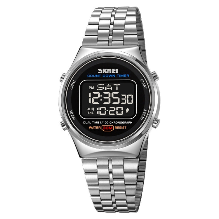 SKMEI 1882 Multifunctional Men 30M Waterproof Luminous Stainless Steel Digital Wrist Watch(Silver Black) - free shipping - PMC TechLife - Order now!