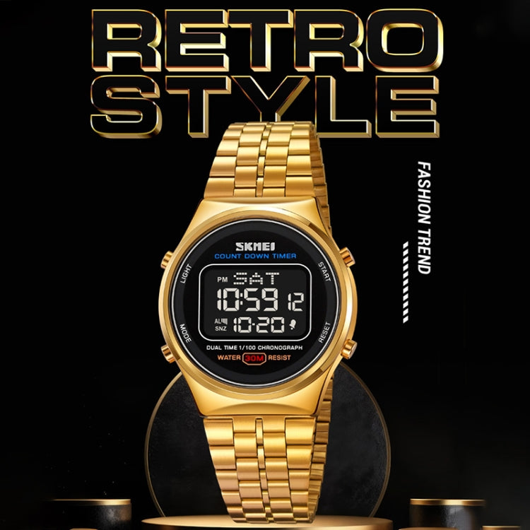 SKMEI 1882 Multifunctional Men 30M Waterproof Luminous Stainless Steel Digital Wrist Watch(Rose Gold White) - free shipping - PMC TechLife - Order now!