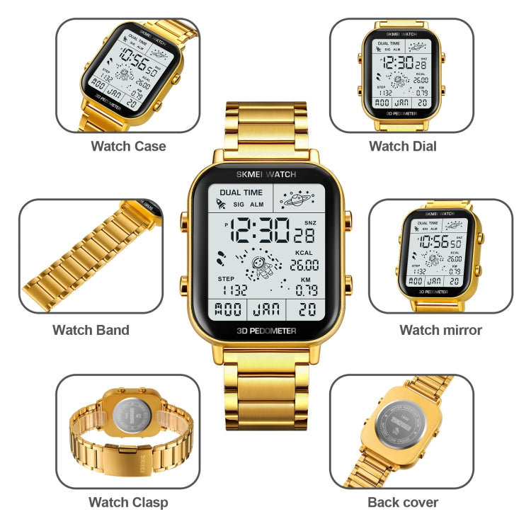 SKMEI 1888 Multifunctional Men 30M Waterproof Sports Stainless Steel Digital Wrist Watch(Rose Gold) - free shipping - PMC TechLife - Order now!