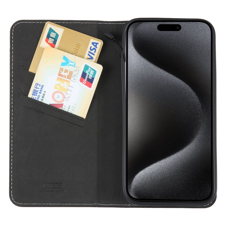 For iPhone 15 Pro Max GEBEI Top-grain Horizontal Flip Leather Phone Case(Black) - iPhone 15 Pro Max Cases by GEBEI | Online Shopping South Africa | PMC Jewellery | Buy Now Pay Later Mobicred