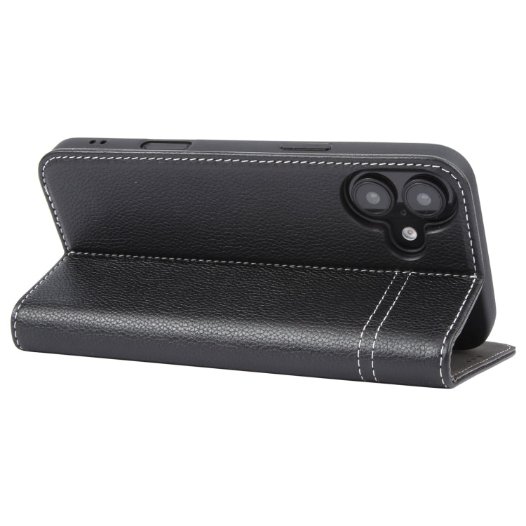 For iPhone 16 Plus GEBEI Top-grain Horizontal Flip Leather Phone Case(Black) - iPhone 16 Plus Cases by GEBEI | Online Shopping South Africa | PMC Jewellery | Buy Now Pay Later Mobicred