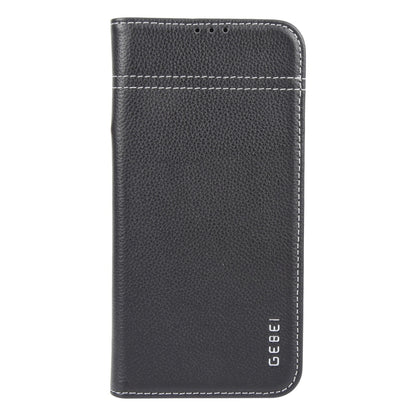 For iPhone 16 Pro Max GEBEI Top-grain Horizontal Flip Leather Phone Case(Black) - iPhone 16 Pro Max Cases by GEBEI | Online Shopping South Africa | PMC Jewellery | Buy Now Pay Later Mobicred