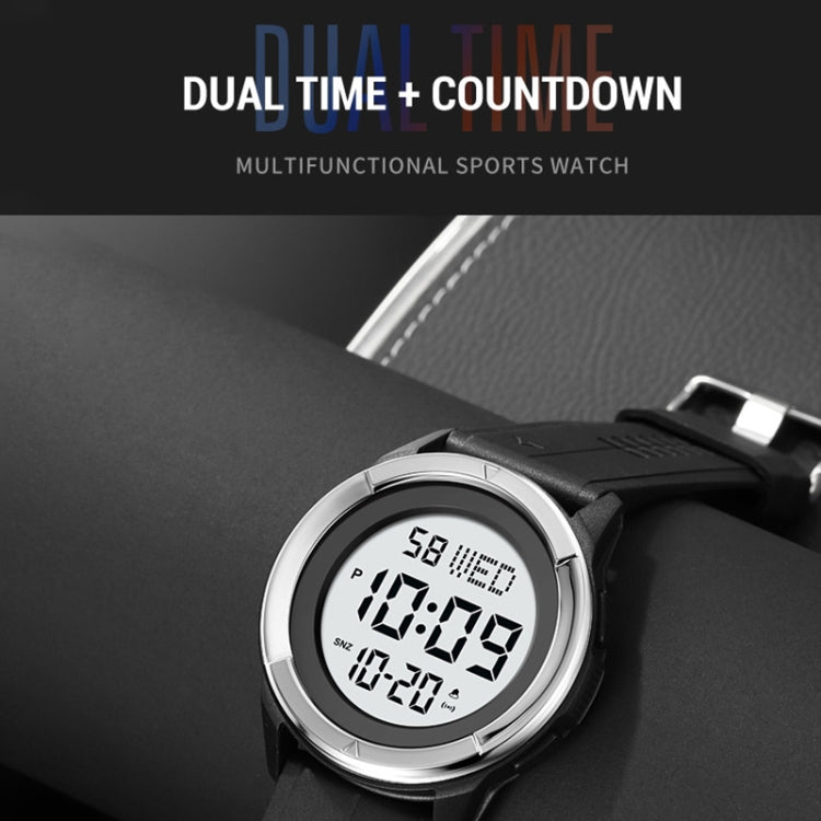 SKMEI 2047 Multifunctional Men 50M Waterproof Sports Digital Wrist Watch(Silver+Black) - free shipping - PMC TechLife - Order now!
