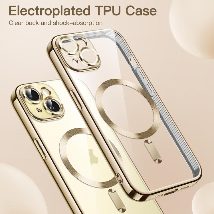 For iPhone 15 Magsafe Magnetic Transparent Electroplated TPU Phone Case(Gold) - iPhone 15 Cases by PMC Jewellery | Online Shopping South Africa | PMC Jewellery