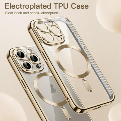 For iPhone 14 Pro Max Magsafe Magnetic Transparent Electroplated TPU Phone Case(Gold) - iPhone 14 Pro Max Cases by PMC Jewellery | Online Shopping South Africa | PMC Jewellery