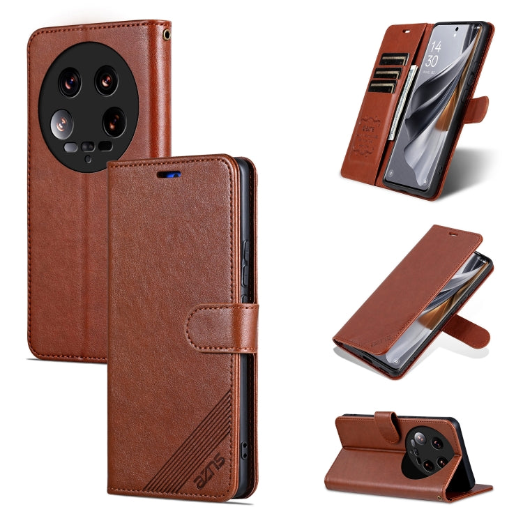 For Xiaomi 14 Ultra AZNS Sheepskin Texture Flip Leather Phone Case(Brown) - 14 Ultra Cases by AZNS | Online Shopping South Africa | PMC TechLife | Buy Now Pay Later Mobicred