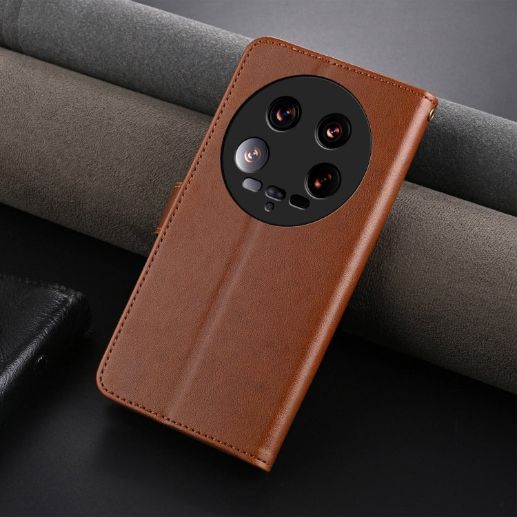 For Xiaomi 14 Ultra AZNS Sheepskin Texture Flip Leather Phone Case(Brown) - 14 Ultra Cases by AZNS | Online Shopping South Africa | PMC TechLife | Buy Now Pay Later Mobicred