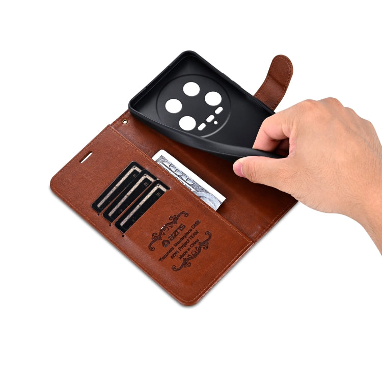 For Xiaomi 14 Ultra AZNS Sheepskin Texture Flip Leather Phone Case(Brown) - 14 Ultra Cases by AZNS | Online Shopping South Africa | PMC TechLife | Buy Now Pay Later Mobicred