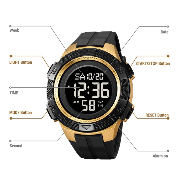 SKMEI 2078 Multifunctional Men 50M Waterproof Sports Fashion Digital Wrist Watch(Black) - free shipping - PMC TechLife - Order now!