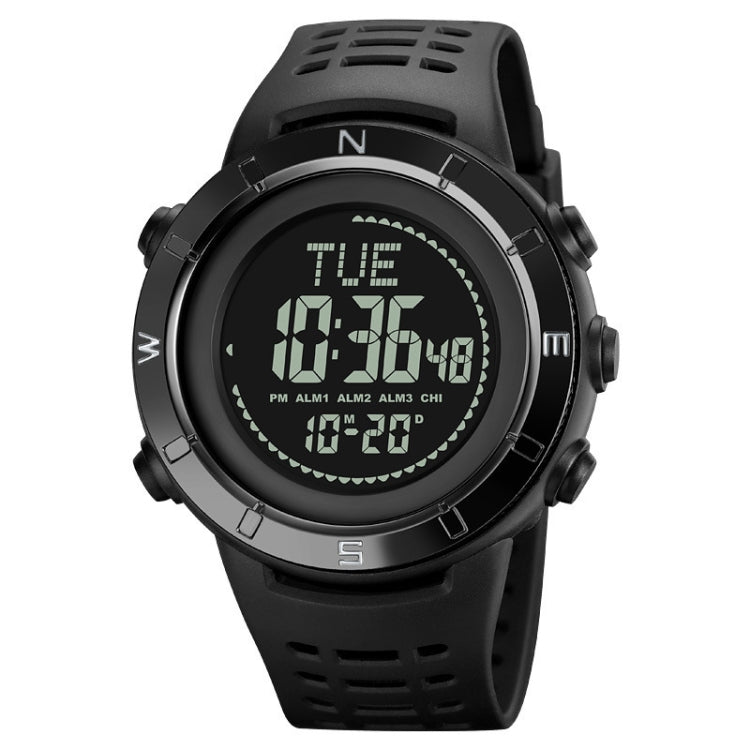 Shimei 2096 Multifunctional Men 50M Waterproof Compass Noctilucent Digital Wrist Watch(Black) - free shipping - PMC TechLife - Order now!