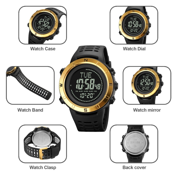 Shimei 2096 Multifunctional Men 50M Waterproof Compass Noctilucent Digital Wrist Watch(Black) - free shipping - PMC TechLife - Order now!