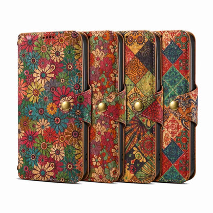 For iPhone 16 Pro Denior Flower Language Series Cork Fabric Oil Edge Leather Phone Case(Spring) - iPhone 16 Pro Cases by Denior | Online Shopping South Africa | PMC Jewellery | Buy Now Pay Later Mobicred