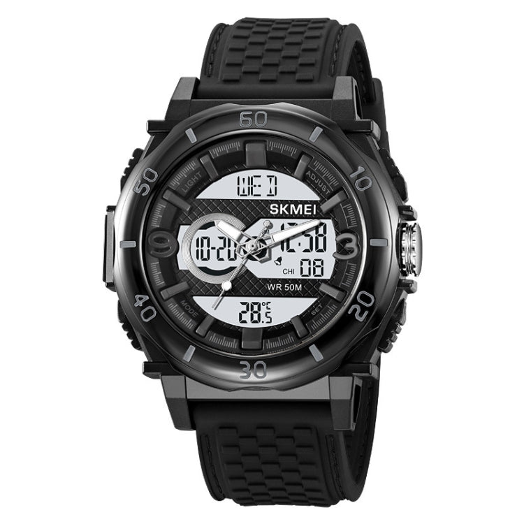 SKMEI 2098 Multifunctional Men 50M Waterproof Thermometer Dual Display Digital Wrist Watch(Black+White) - free shipping - PMC TechLife - Order now!
