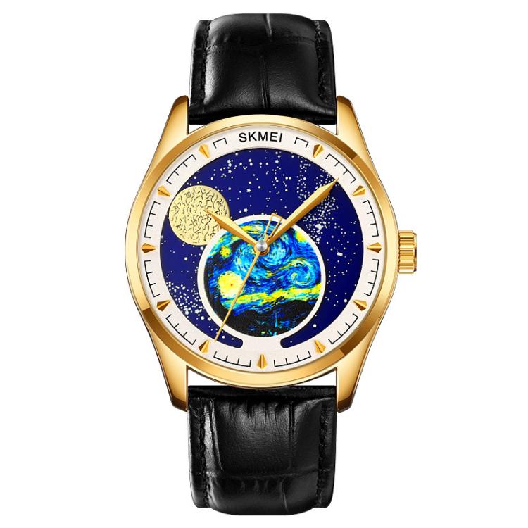 SKMEI 2115 Multifunctional Men Outdoor 30M Waterproof Moon Phase Quartz Watch(Gold) - free shipping - PMC TechLife - Order now!