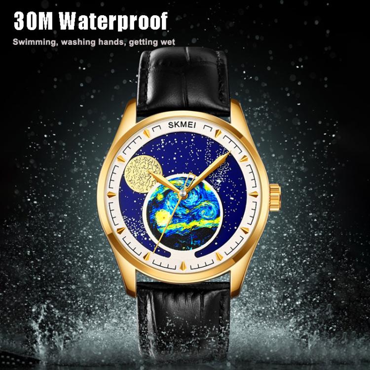 SKMEI 2115 Multifunctional Men Outdoor 30M Waterproof Moon Phase Quartz Watch(Gold) - free shipping - PMC TechLife - Order now!