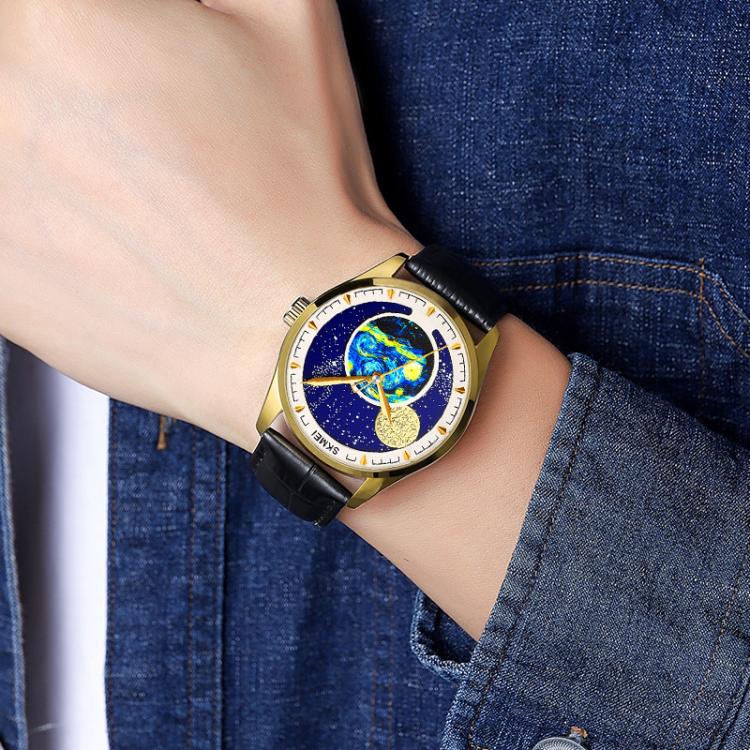 SKMEI 2115 Multifunctional Men Outdoor 30M Waterproof Moon Phase Quartz Watch(Gold) - free shipping - PMC TechLife - Order now!