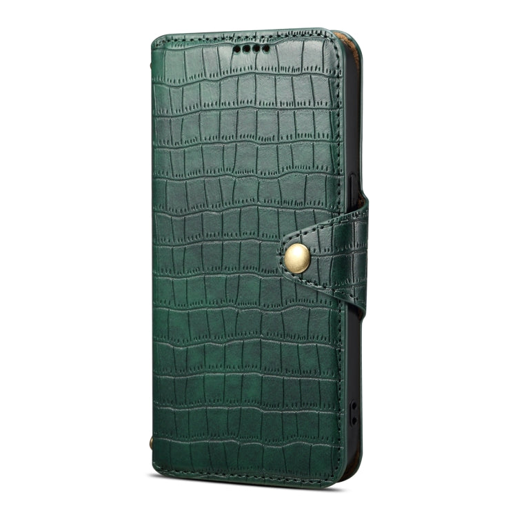 For iPhone 16 Denior Crocodile Texture Oil Edge Leather Phone Case(Green) - iPhone 16 Cases by Denior | Online Shopping South Africa | PMC Jewellery | Buy Now Pay Later Mobicred