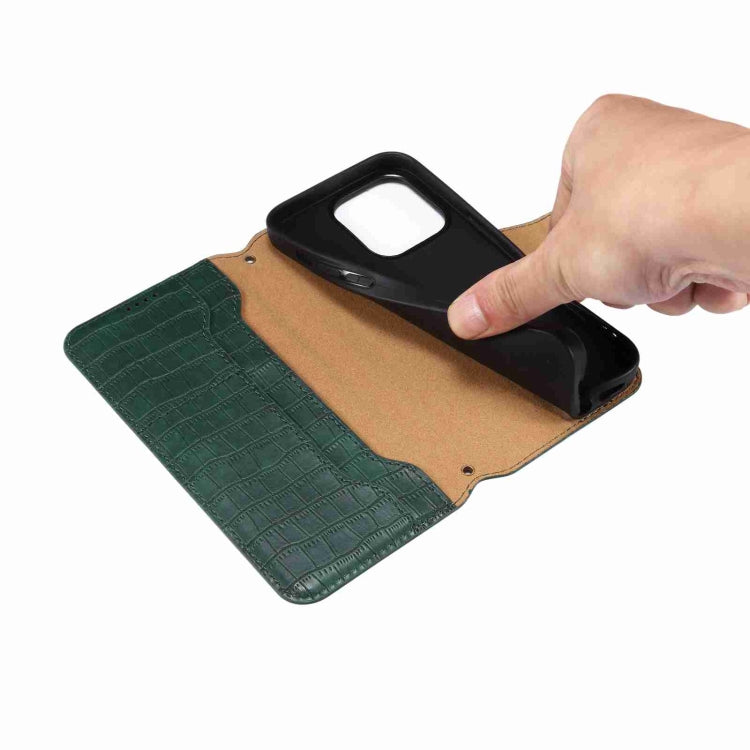 For iPhone 16 Pro Denior Crocodile Texture Oil Edge Leather Phone Case(Green) - free shipping - PMC Jewellery - Order now!