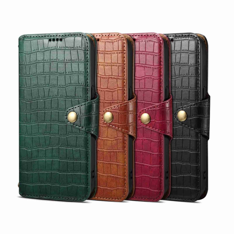 For iPhone 16 Denior Crocodile Texture Oil Edge Leather Phone Case(Brown) - free shipping - PMC Jewellery - Order now!