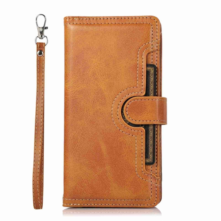 For iPhone 16 Pro Max Wristband Card Slot Leather Phone Case(Brown) - iPhone 16 Pro Max Cases by PMC Jewellery | Online Shopping South Africa | PMC Jewellery | Buy Now Pay Later Mobicred