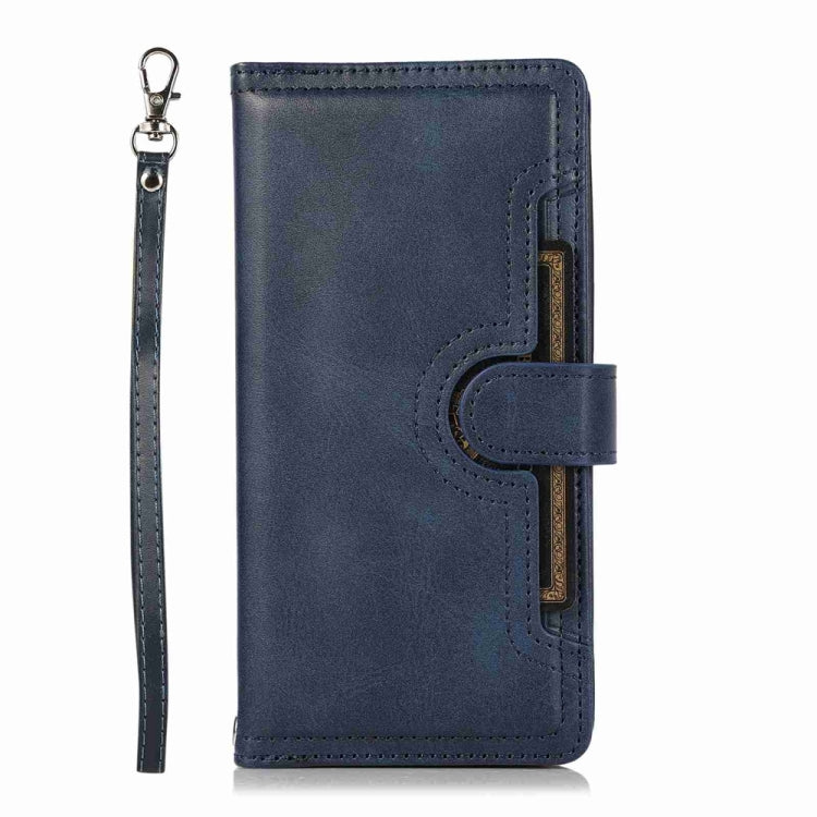 For iPhone 16 Pro Wristband Card Slot Leather Phone Case(Blue) - iPhone 16 Pro Cases by PMC Jewellery | Online Shopping South Africa | PMC Jewellery | Buy Now Pay Later Mobicred