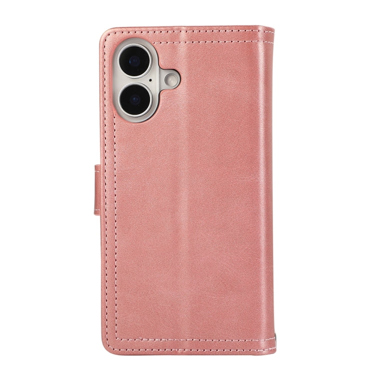 For iPhone 16 Plus Wristband Card Slot Leather Phone Case(Rose Gold) - iPhone 16 Plus Cases by PMC Jewellery | Online Shopping South Africa | PMC Jewellery | Buy Now Pay Later Mobicred