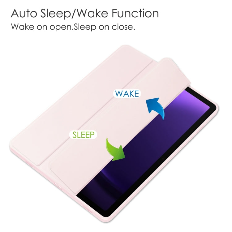 For Samsung Galaxy Tab S9 FE / S10 FE Acrylic 3-folding Smart Leather Tablet Case with Pen Slot(Pink) - Galaxy Tab S9 FE by PMC Jewellery | Online Shopping South Africa | PMC Jewellery | Buy Now Pay Later Mobicred