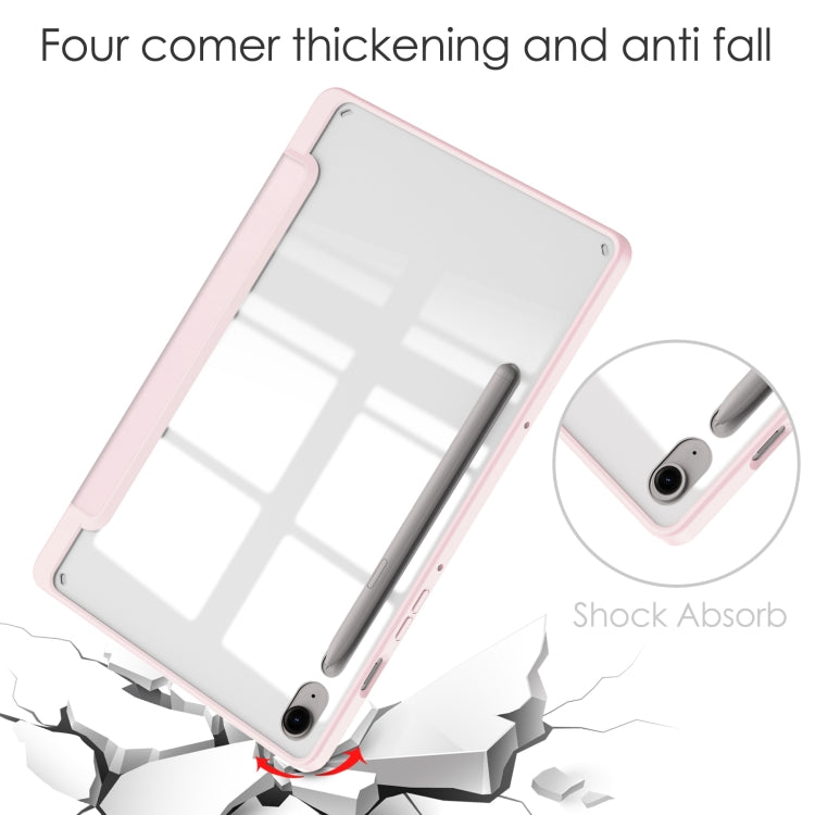 For Samsung Galaxy Tab S9 FE / S10 FE Acrylic 3-folding Smart Leather Tablet Case with Pen Slot(Pink) - Galaxy Tab S9 FE by PMC Jewellery | Online Shopping South Africa | PMC Jewellery | Buy Now Pay Later Mobicred