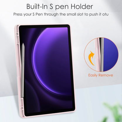 For Samsung Galaxy Tab S9 FE Acrylic 3-folding Smart Leather Tablet Case with Pen Slot(Pink) - Galaxy Tab S9 FE by PMC Jewellery | Online Shopping South Africa | PMC Jewellery | Buy Now Pay Later Mobicred