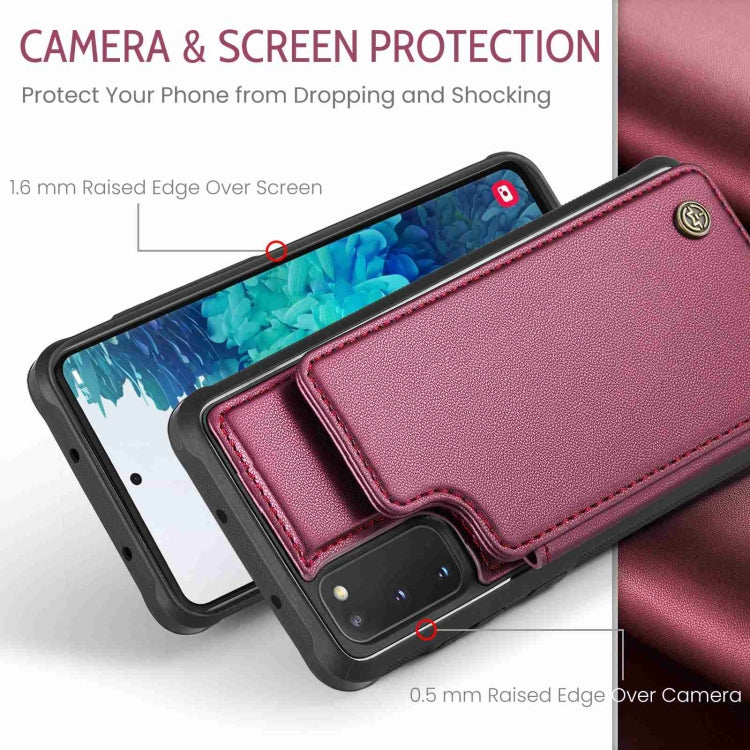 For Samsung Galaxy S20 FE CaseMe C22 Card Slots Holder RFID Anti-theft Phone Case(Wine Red) - free shipping - PMC Jewellery - Order now!